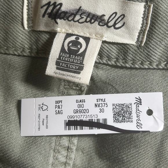 Madewell Women's Superwide Leg Airy Denim Drawstring Jeans Green 30 New - Picture 11 of 11